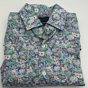 Grand Frank Stockholm Floral Shirt Men's‎ 15.5 Long Sleeve Button Down Slim Fit
